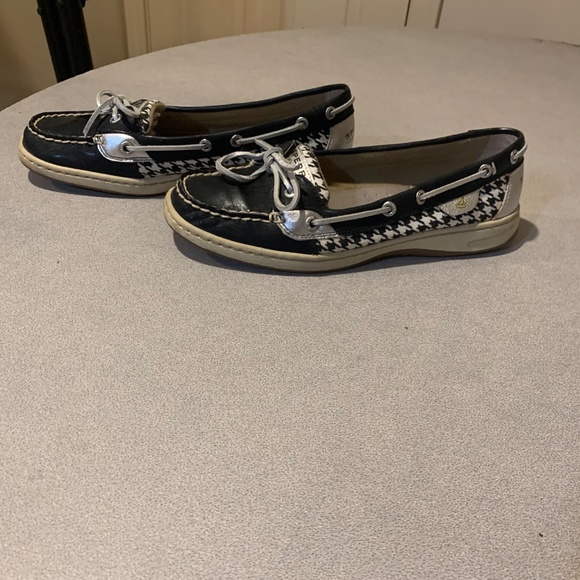 Sperry Black/Silver Angelfish Topsider Moccasin Shoes sz 8.5 M - Picture 4 of 7